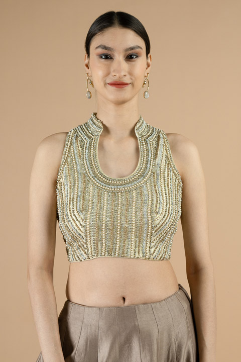Embellished Gold Saree Blouse
